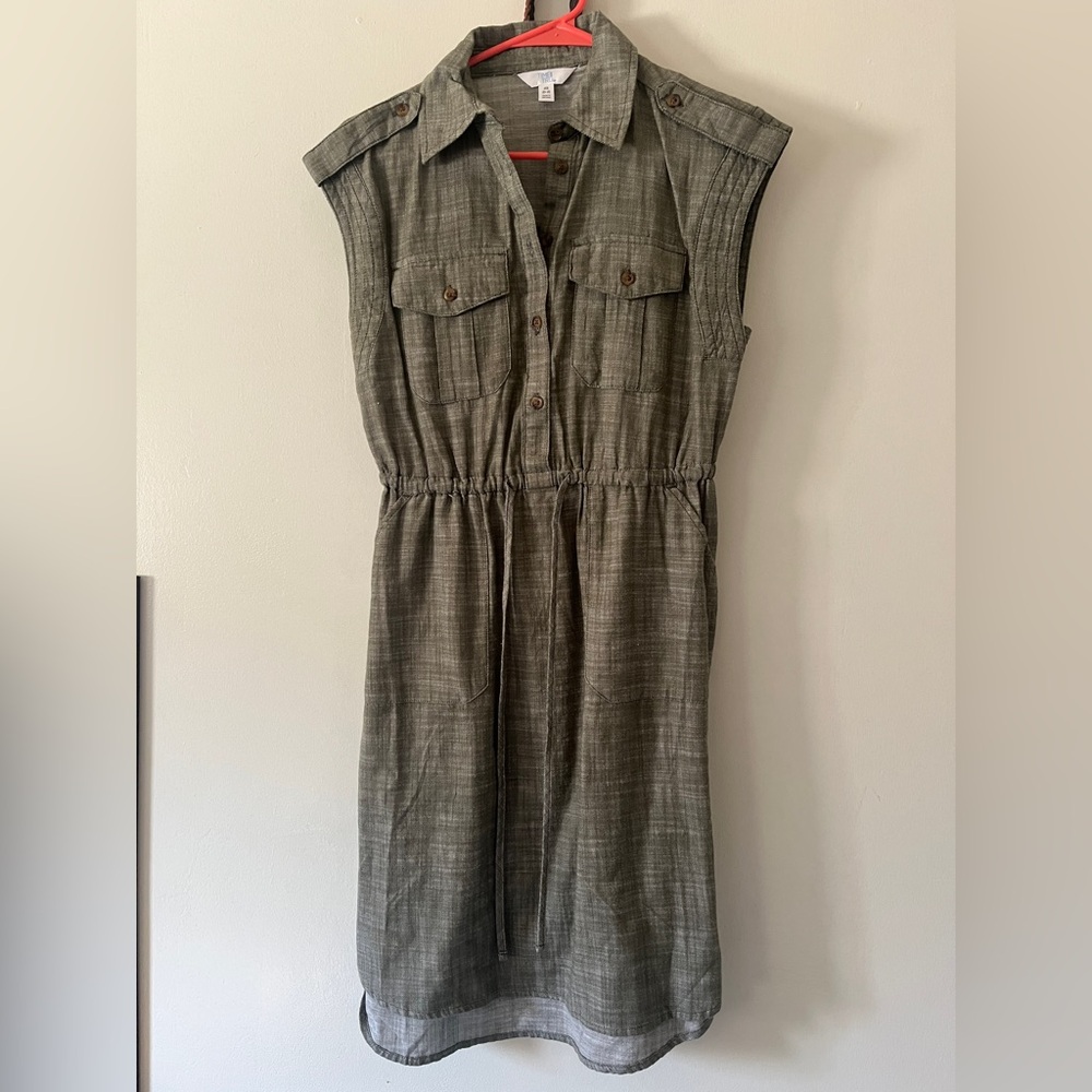 Time and Tru Olive Green Sleeveless Midi Dress